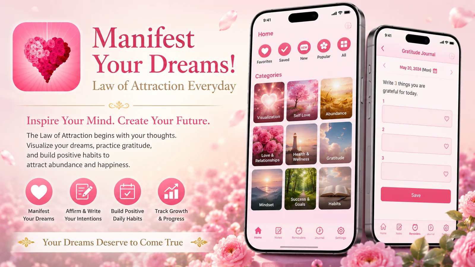Law of Attraction Everyday — promotional image of the wish support app